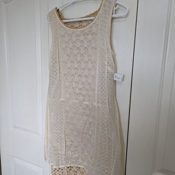 Size 8 Moschino Aeffe S.P.A. cotton crochet summer dress, neutral mini sun dress - Picture 6 of 13